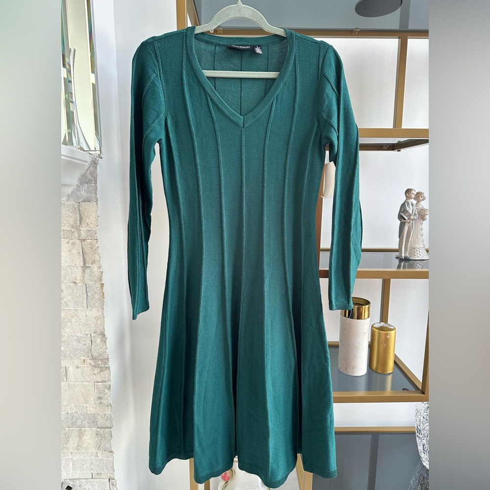Nina Leonard Teal Long Sleeve Mini Dress